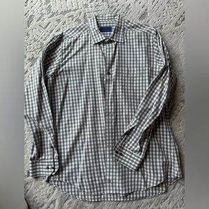 David Donahue gray and light blue Checkered Shirt